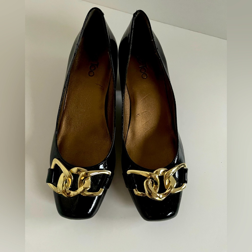 …Me Too Black Patent- Leather Pumps.